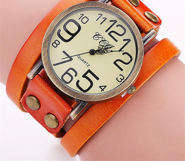 Vintage Cow leather Bracelet Watch