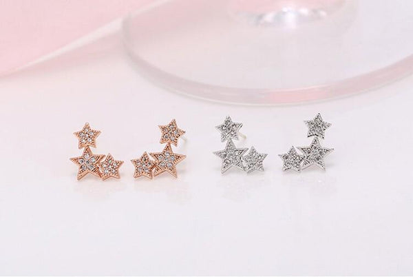 Three Star Stud Earrings