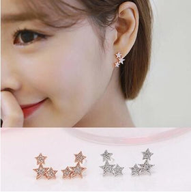 Three Star Stud Earrings
