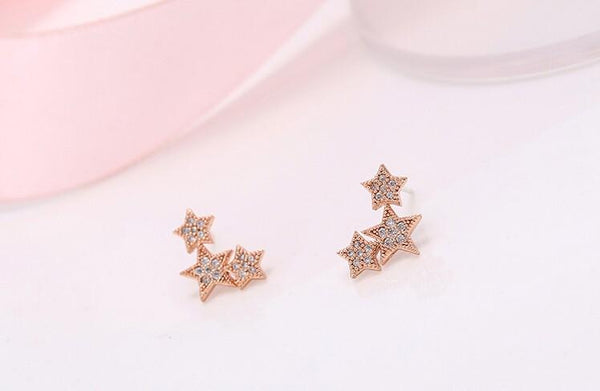 Three Star Stud Earrings