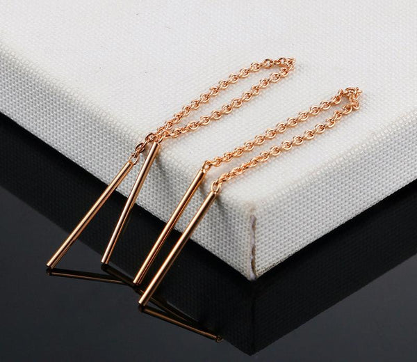 New Simple Rose Long Dangle Earrings