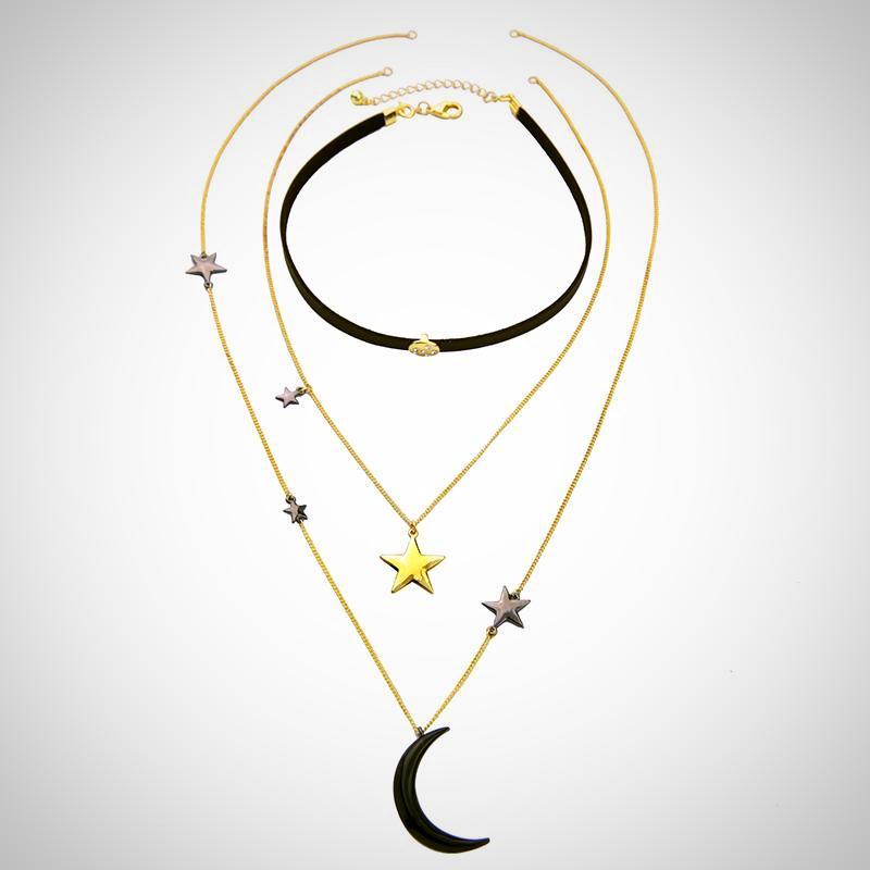 Alloy Stars Moon Necklaces