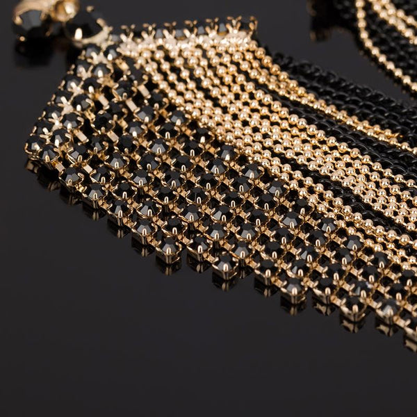 Large Black Tassel  Earrings