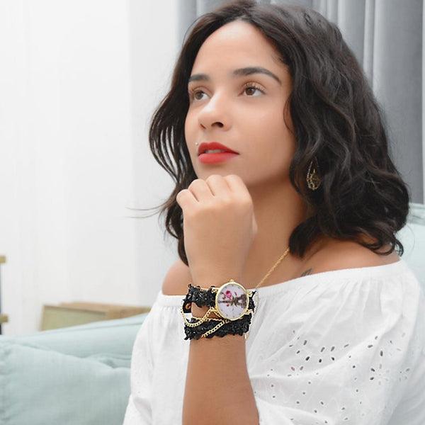 Flower Eiffel Tower Bracelet Wristwatch