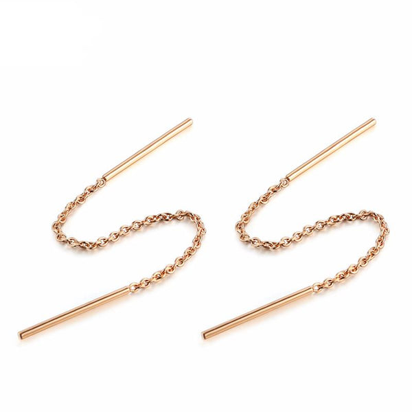 New Simple Rose Long Dangle Earrings