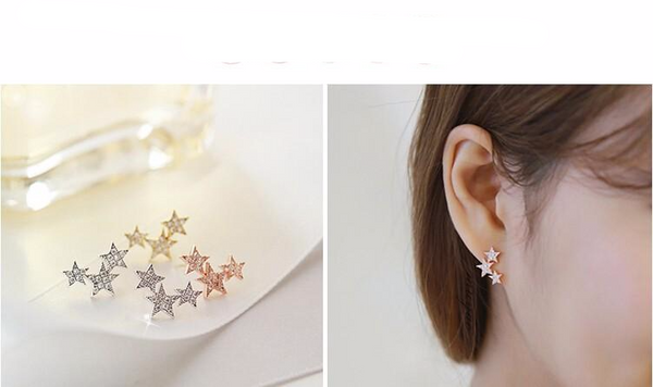 Three Star Stud Earrings