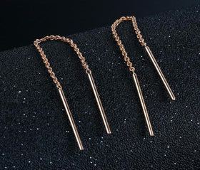 New Simple Rose Long Dangle Earrings