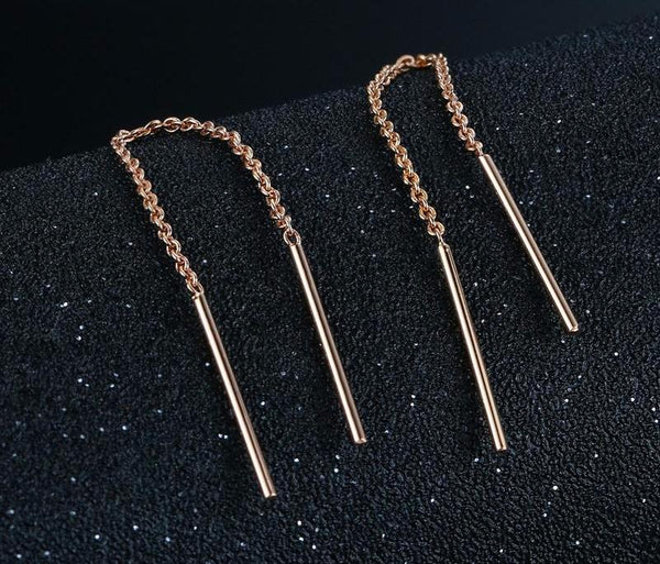 New Simple Rose Long Dangle Earrings