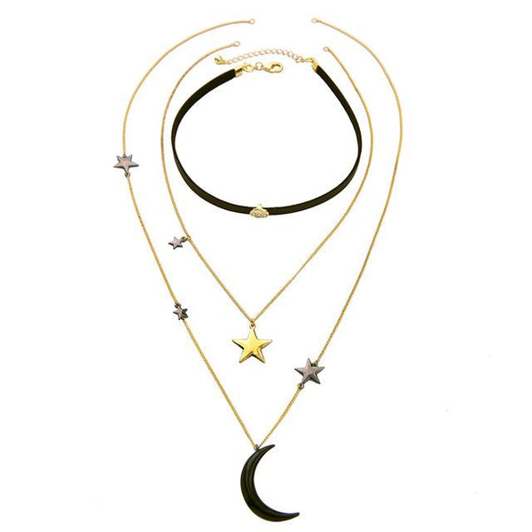 Alloy Stars Moon Necklaces