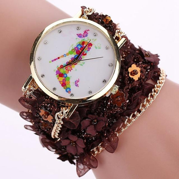 Flower Eiffel Tower Bracelet Wristwatch