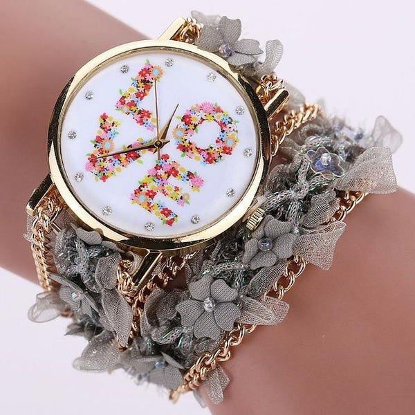 Flower Eiffel Tower Bracelet Wristwatch