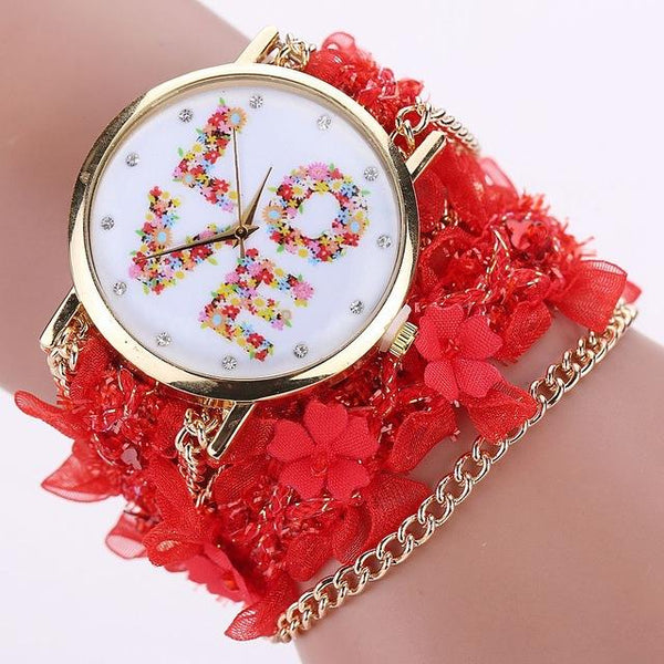 Flower Eiffel Tower Bracelet Wristwatch