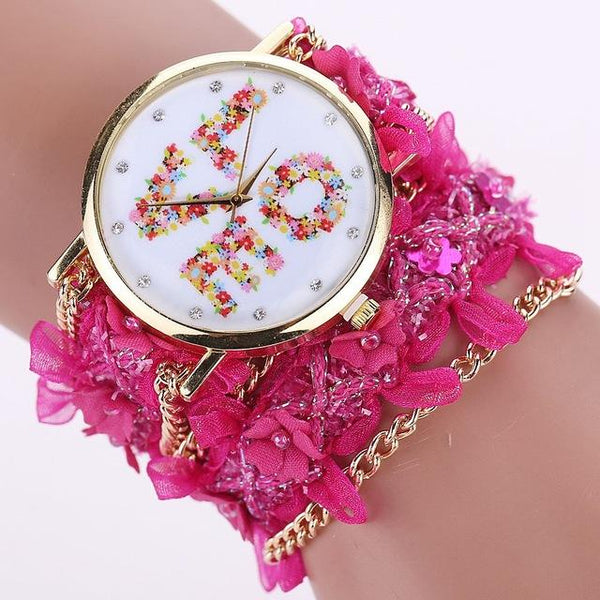 Flower Eiffel Tower Bracelet Wristwatch