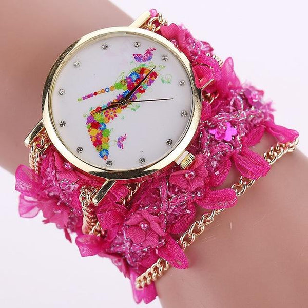 Flower Eiffel Tower Bracelet Wristwatch