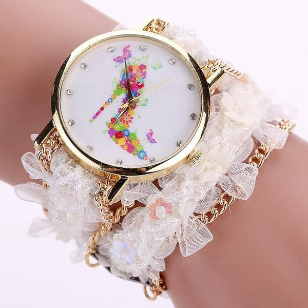 Flower Eiffel Tower Bracelet Wristwatch