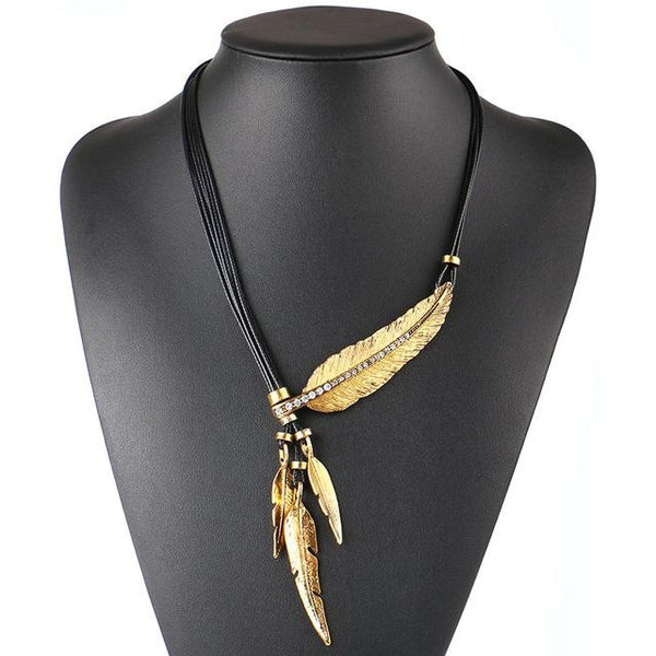 Alloy Feather Statement Necklaces