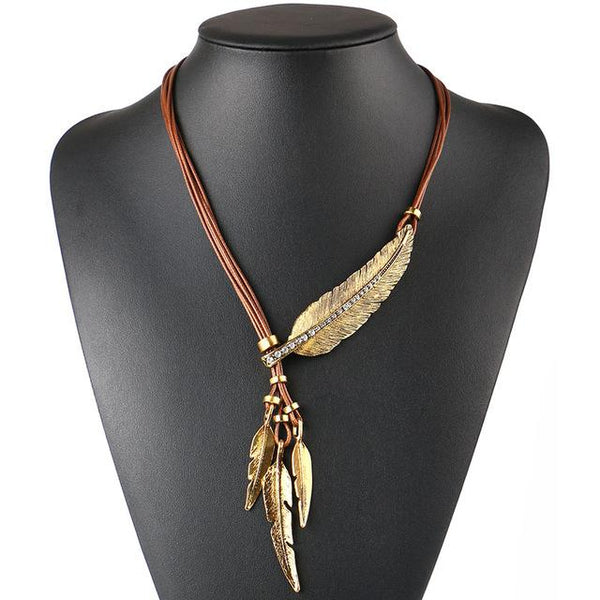 Alloy Feather Statement Necklaces