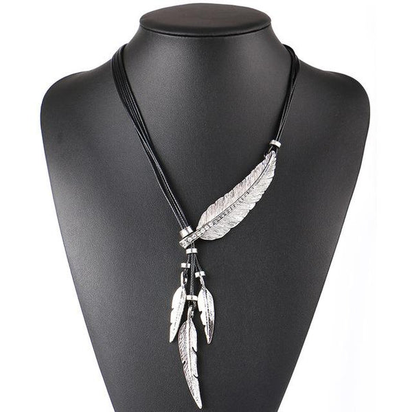 Alloy Feather Statement Necklaces